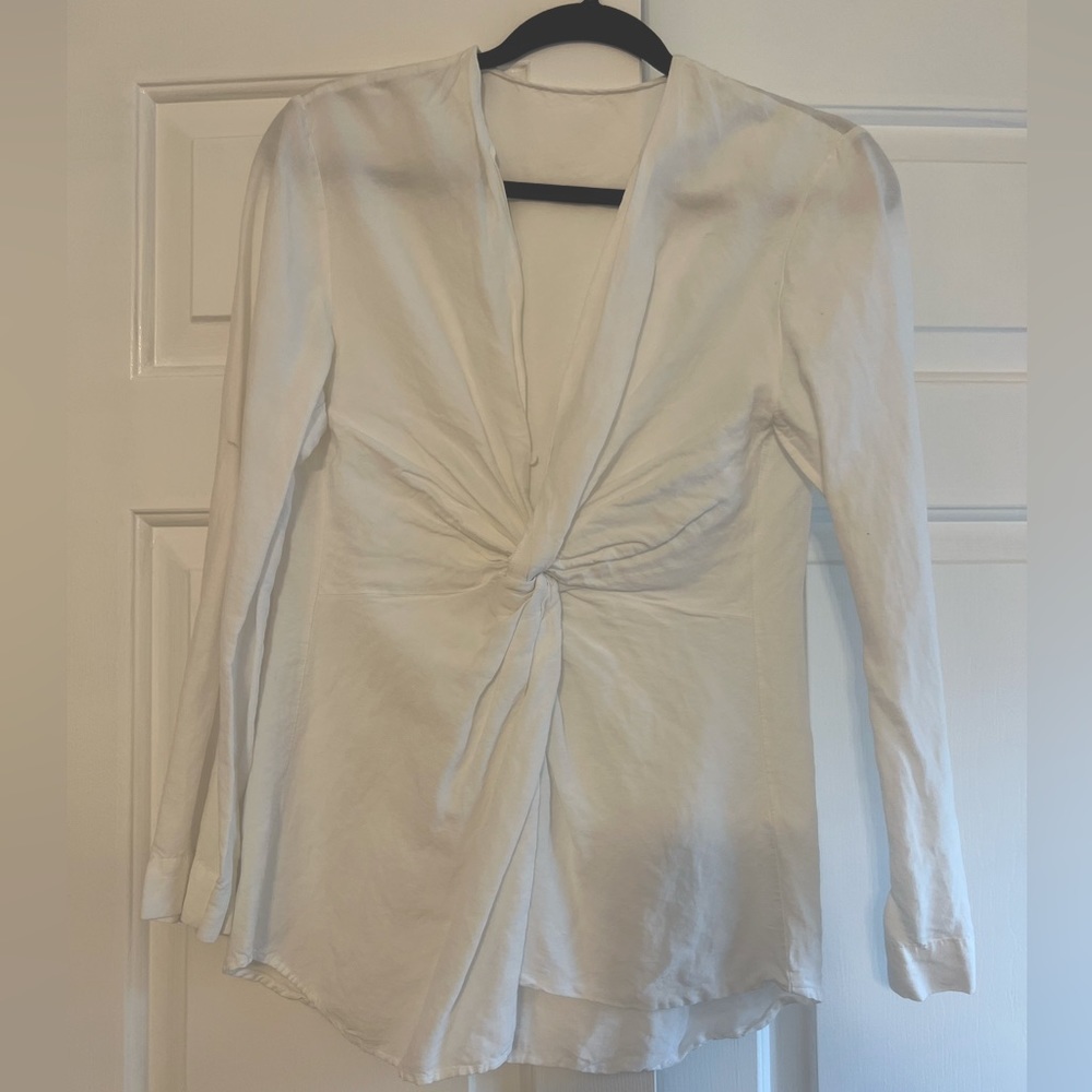 Zara Linen Shirt with front tie detail.